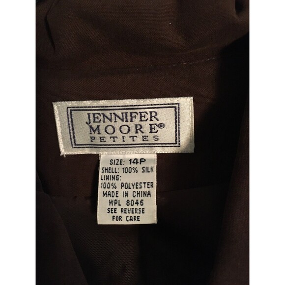 Jennifer Moore Women's Long Sleeve Collared Button Up Lining Silk Jacket Size14P - Picture 3 of 3